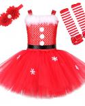 Santa Claus Costumes For Girls Christmas Tutu Dress For Kids Girl New Year Tulle Outfit With Socks Children Xmas Party C
