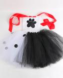 White Black Dalmatians Dog Tutu Dress Girl Cruella Villain Halloween Costumes For Kids Toddler Animal Puppy Outfit Cloth