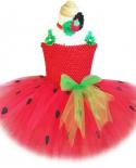 Baby Girls Strawberry Costume For Kids Birthday Party Tutu Dress Halloween Outfit Toddler Girl Fruit Clothes Newborn Pho