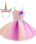 Unicorn Tutu Dress For Girls Princess Unicorns Costumes For Kids Girl Birthday Dresses With Flower Headband Child Clothe