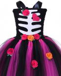Zombie Bride Halloween Costume For Girls Scary Skeleton Fancy Dress For Kids Vampire Ghost Tutu Outfit Children Horrific