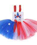 Usa Flag Dresses For Girls Princess Unicorn Costume For Independence Day Party Tutu Dress Summer With Headband Kids Clot