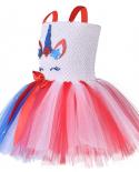 Usa Flag Dresses For Girls Princess Unicorn Costume For Independence Day Party Tutu Dress Summer With Headband Kids Clot