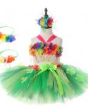 Flowers Hawaii Grass Skirt Outfits For Girls Kids Dance Tutu Skirts For Campfire Party Princess Toddler Tutus Fancy Cost