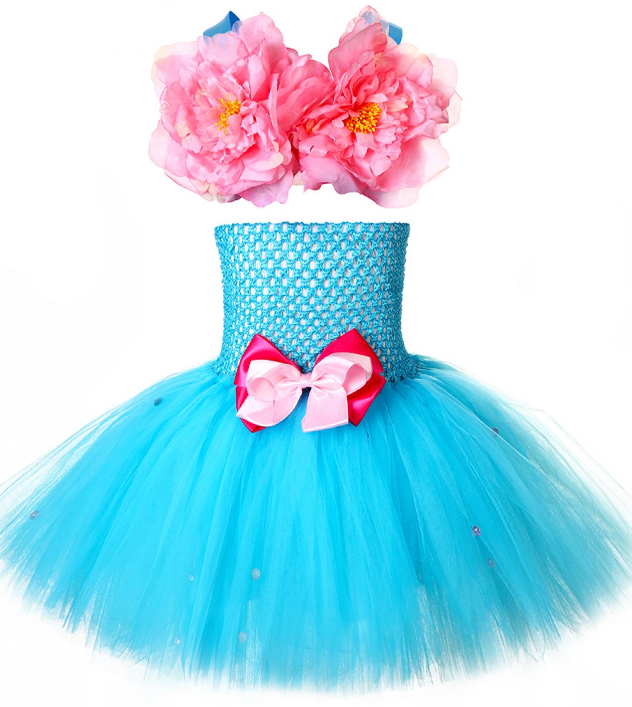 Flower Mermaid Princess Dress For Baby Girls Birthday Outfit Toddler Kids Sea Maid Costume Under The Sea Tutu Set Photo 