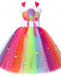 Rainbow Lollipop Tutu Dress For Girls Princess Candy Birthday Dresses Full Length Girls Halloween Christmas Costumes For
