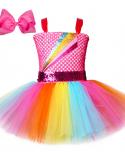 Jojo Siwa Girls Tutu Dress With Bows Rainbow Princess Dresses For Girls Kids Birthday Outfits Toddler Baby Girl Costumes