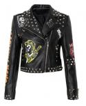Women Rivet Punk Rock Rivet Leather Jackets With Pin Faux Leather Biker Jackets For Women Motorcycle Clothingjackets