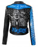Women Graffiti Rivet Motorcycle Jackets Faux Leather Jacket Punk Style Dj Rock Club Jacket And Coat For Womenjackets