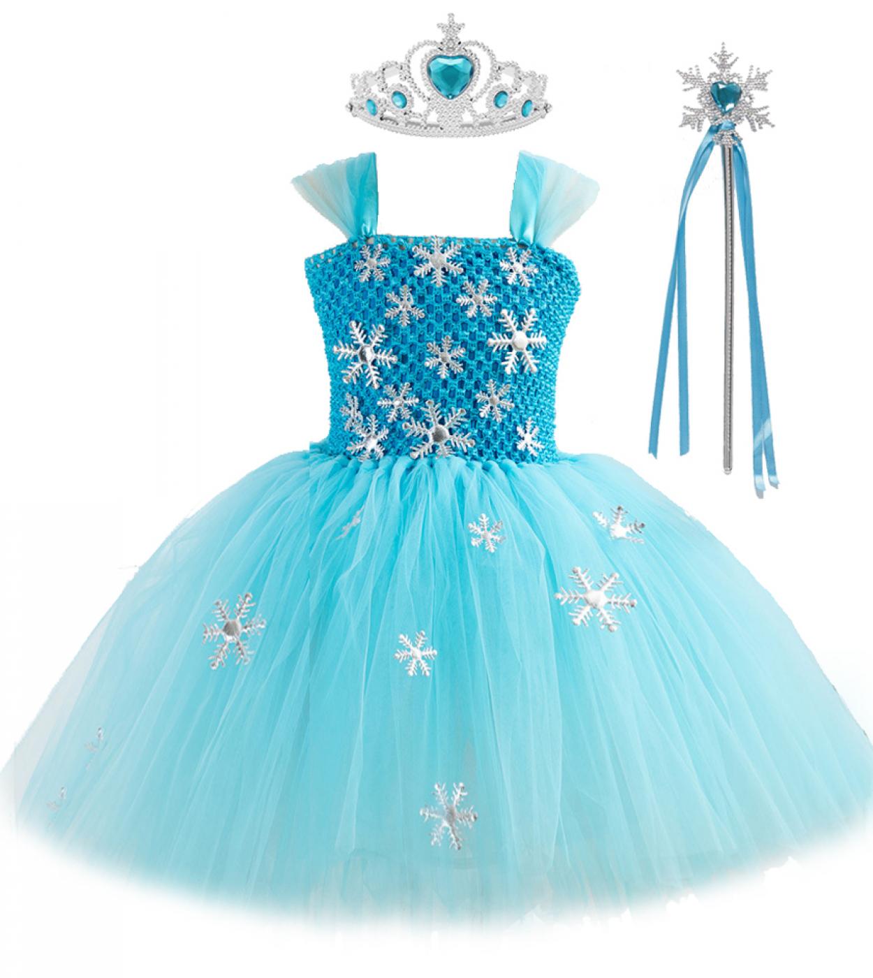 21 94 Bleu princesse Elsa robe pour filles reine des neiges Tutu habiller Costumes pour enfants fille nouvel an vetements flocon de ne Description