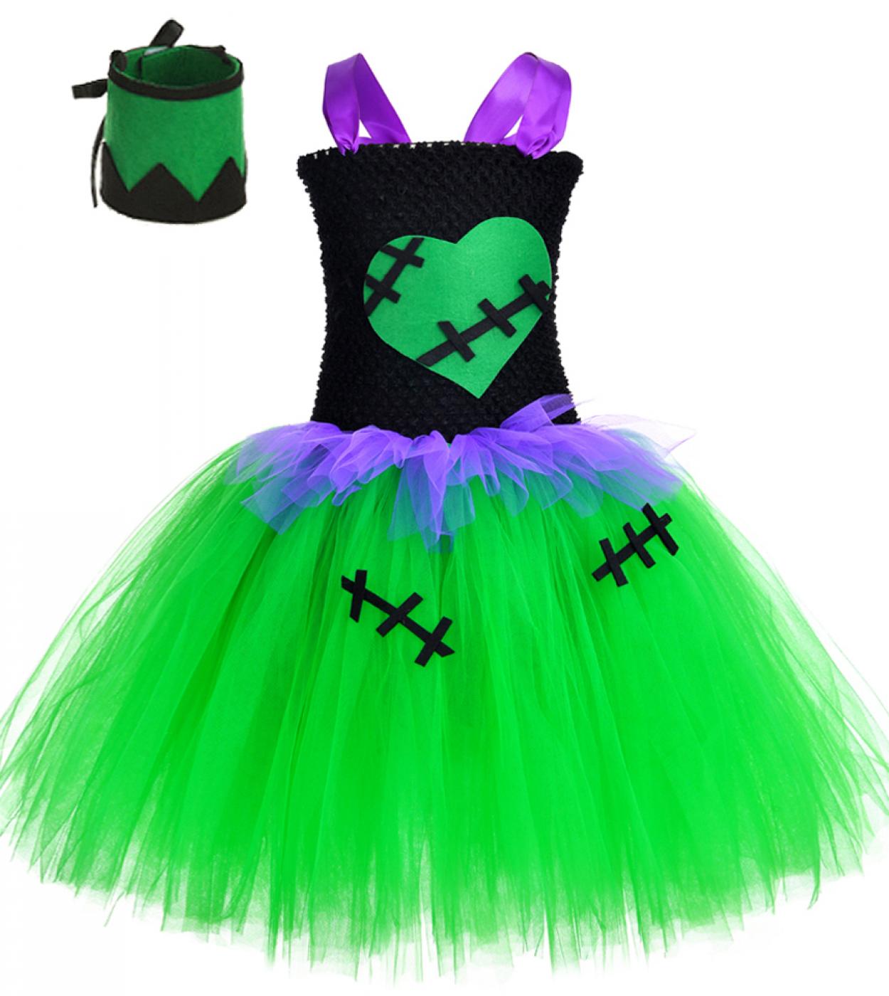 Zombie Vampire Halloween Costumes For Girls Kids Monster Cosplay Tutu Dress Carnival Party Tulle Outfit Children Clothes