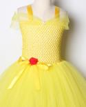 Yellow Belle Dress Girl Beauty And The Beast Inspired Princess Long Tutu Dress For Kids Birthday Party Cosplay Costumes 