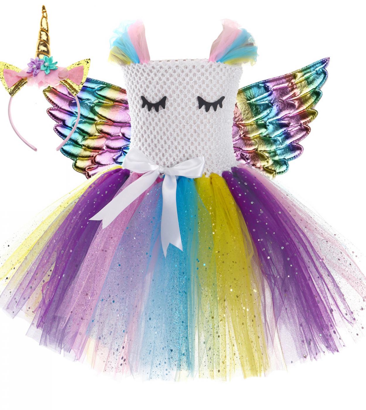 Costumes de licorne scintillants pour filles enfants robe Tutu