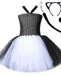 White Black Cat Kids Halloween Costume For Girls Tutu Dress Toddler Baby Girl Animal Cosplay Dresses Cute Child Clothes 