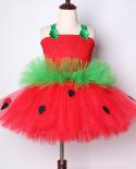 Red Green Strawberry Dresses For Girls Princess Tutu Dress With Flowers Headband Toddler Kids Girl Costume For Birthday 