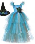 Vestidos largos de pavo real de 3 capas para niñas, disfraces de fiesta de Halloween para niños, vestido de tutú elegante, baile