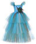 3 שכבות טווס שמלות ארוכות לילדות תחרות מסיבת ליל כל הקדושים תחפושות לילדים שמלת טוטו מהודרת נשף נסיכה מדורגת