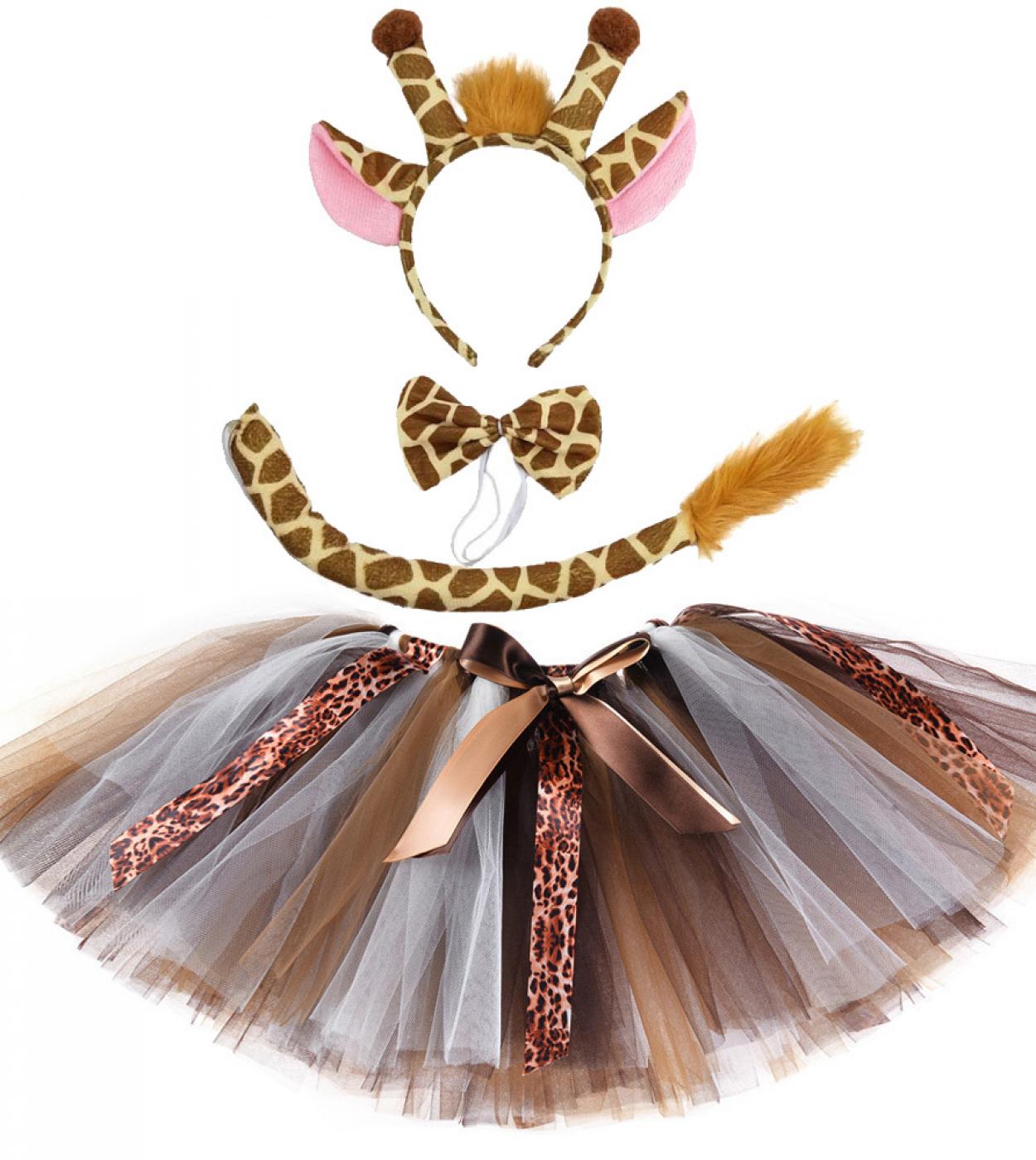Falda tutú de jirafa tigre para niñas, disfraz de Halloween y Navidad para niños pequeños, traje de zoológico de animales, fotos