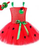 Red Sweet Strawberry Tutu Dress For Baby Girls Christmas Halloween Costumes For Toddler Kids Birthday Dresses Fruit Tull