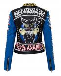 Spring Faux Leather High Waist Jacket Women Graffiti Leopard Pattern Rivet Motorcycle Clothing  Jackets