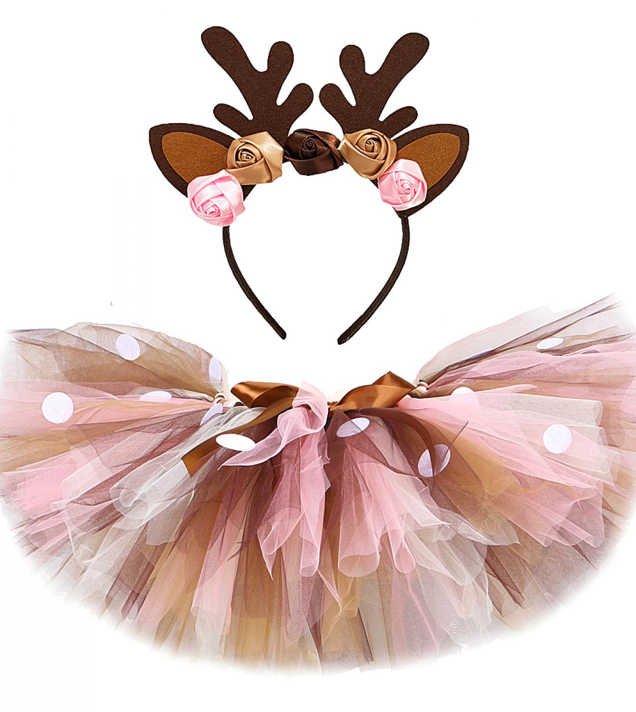 Conjunto de falda tutú de ciervo para niñas pequeñas, disfraz de Reno de Navidad, ropa de Año Nuevo para niñas pequeñas, tutús d