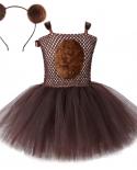 Brown Bear Baby Girls Tutu Dress With Headband Animal Halloween Costumes For Kids Toddler Tulle Outfits Birthday Party D