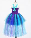 Purple Blue Peacock Tutu Dress For Girls Princess Pageant Dresses With Long Trailing Halloween Costume For Kids Birthday