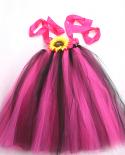 Hot Pink Black Flower Girl Dresses For Wedding Kids Girl Bridesmaid Long Tutu Dress Ball Gown Children Halloween Party C