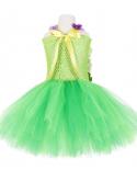 Green Fairy Girls Tutu Dress With Wings Flower Girl Princess Dresses Outfit Kids Birthday Halloween Costume Children Fan