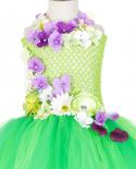 Green Fairy Girls Tutu Dress With Wings Flower Girl Princess Dresses Outfit Kids Birthday Halloween Costume Children Fan