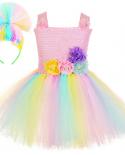 Pastel Trolls Costumes For Girls Magic Fairy Tutu Dress With Hair Bow Kids Halloween Fancy Dresses Children Cosplay Tull
