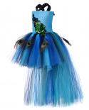 High Low Peacock Tutu Dress For Girls Kids Birthday Halloween Costumes Princess Evening Party Ball Gown Long Trailing Ou