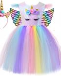 Unicorn Princess Dresses For Girls Kids Carnival Halloween Costumes With Wings Baby Girl Birthday Tutu Outfit Children C