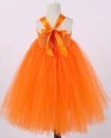 Pumpkin Halloween Dresses For Girls Witch Costume For Kids Carnival Party Long Tutu Dress Children Cosplay Outfit With H