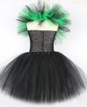 Green Witch Halloween Costumes For Girls Kids Carnival Party Fancy Dress Tutu Outfit Children Cosplay Dresses With Broom