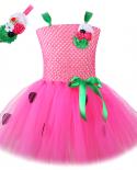 Baby Girl Strawberry Tutu Dress For Kids Fruit Birthday Party Outfit Girls Christmas Halloween Costumes Hot Pink Tulle D