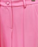 חליפות מכנסיים בלייזר ורוד מכנסיים משרדיים חליפת שני חלקים סט נשים לבישת עסקים עם כפתורים בודדים מכנסי עיפרון בלייזר פורמלי s