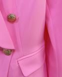 Black Pink Pantsuits Two Piece Set Women Office Ladies Double Breasted Gold Buttons Blazer Nine Pants Formal Suits High 
