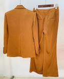 חליפות סאטן חומות סטים שני חלקים חליפות מכנסיים בלייזר נשים 2022 אופנה כפתור כפול חזה מכנסיים מכנסיים משרדיים
