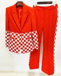 מכנסיים באיכות גבוהה בלייזר חליפות נשים אלגנטי מסוגנן 2022 חליפת מסלול מעצב חדש חליפת בלייזר אדום כפתור אחד