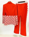High Quality Pants Blazer Suits Women Elegant Stylish 2022 New Designer Runway Suit Single Button Red Blazer Flare Pants