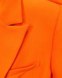 סט חליפות מכנסיים בלייזר כתום ניאון 2022 סתיו אופנה חדשה מכנסיים משרדיים עם כפתור כפול ללבוש שני חלקים