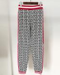 New Design Labyrinth Figure Sweater Tops Pants Jacquard Knit Black White Plaid Turtleneck Sweater Pullovers Women Winter
