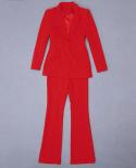Pantalones rojos morados Blazer Traje de dos piezas Blazer Set Office Ladies Botones individuales Blazer formal Pantalones acamp
