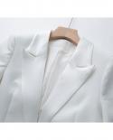 חליפות מכנסיים בלייזר לבנים נוצות סט שני חלקים שרוול ארוך 2022 סתיו סתיו תפירת צווארון סאטן מכנס ישר