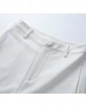 חליפות מכנסיים בלייזר לבנים נוצות סט שני חלקים שרוול ארוך 2022 סתיו סתיו תפירת צווארון סאטן מכנס ישר