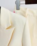 חליפות מכנסיים בלייזר סט שני חלקים משרד נשים נשים התאמת צבע עסקי מכנסיים עם כפתור אחד מתרחבים מכנסי בלייזר רשמיים