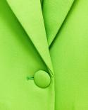 חליפת מכנסיים בלייזר נשים ירוק עיצוב חדש כפתור יחיד מכנסיים רגליים רחבות שני סטים משרד עסקים חליפת נשים בחוץ