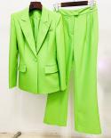 Trajes de pantalón Blazer Mujer Verde Nuevo diseño Un solo botón Pantalones de pierna ancha Conjuntos de dos piezas Traje de muj