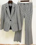 Conjunto de pantalones de dos piezas para mujer, novedad de 2022, ropa de negocios, chaqueta de un botón a cuadros a la moda  P